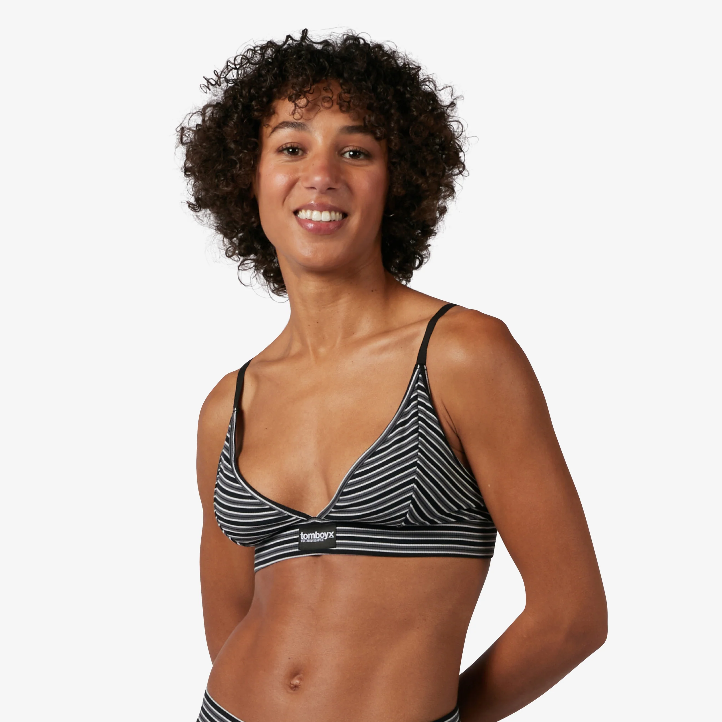 Bamboo Rib Triangle Bralette - Icy Stripe - Image 4