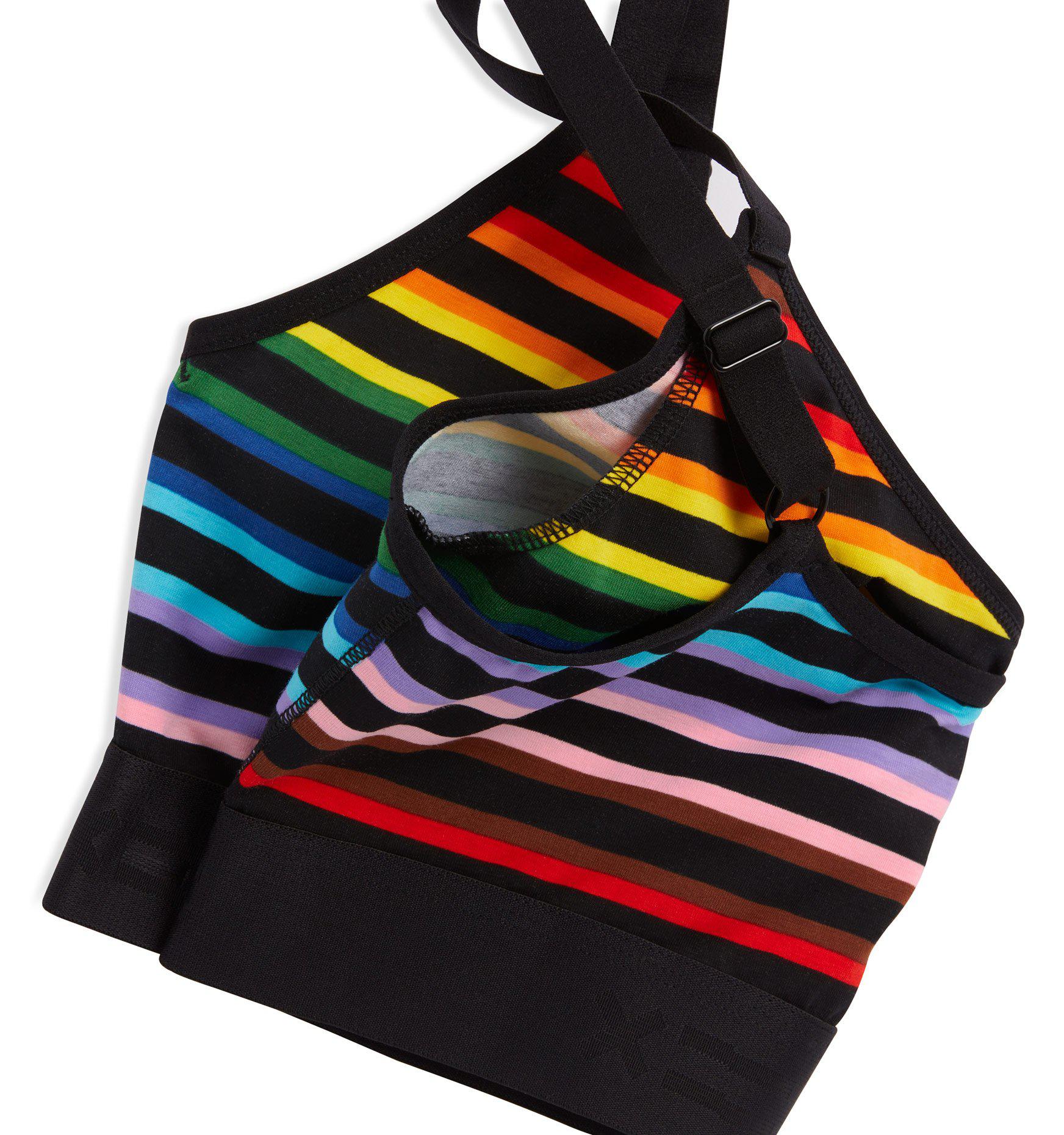 V Neck Bralette - Progress Pride Stripes - Image 3