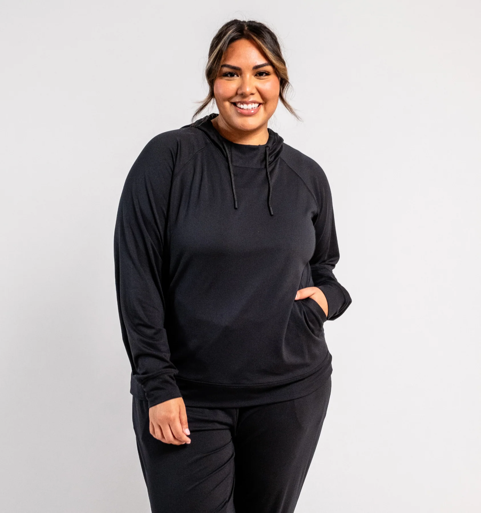 Cozy Luxe Fitted Hoodie - Black - Image 3