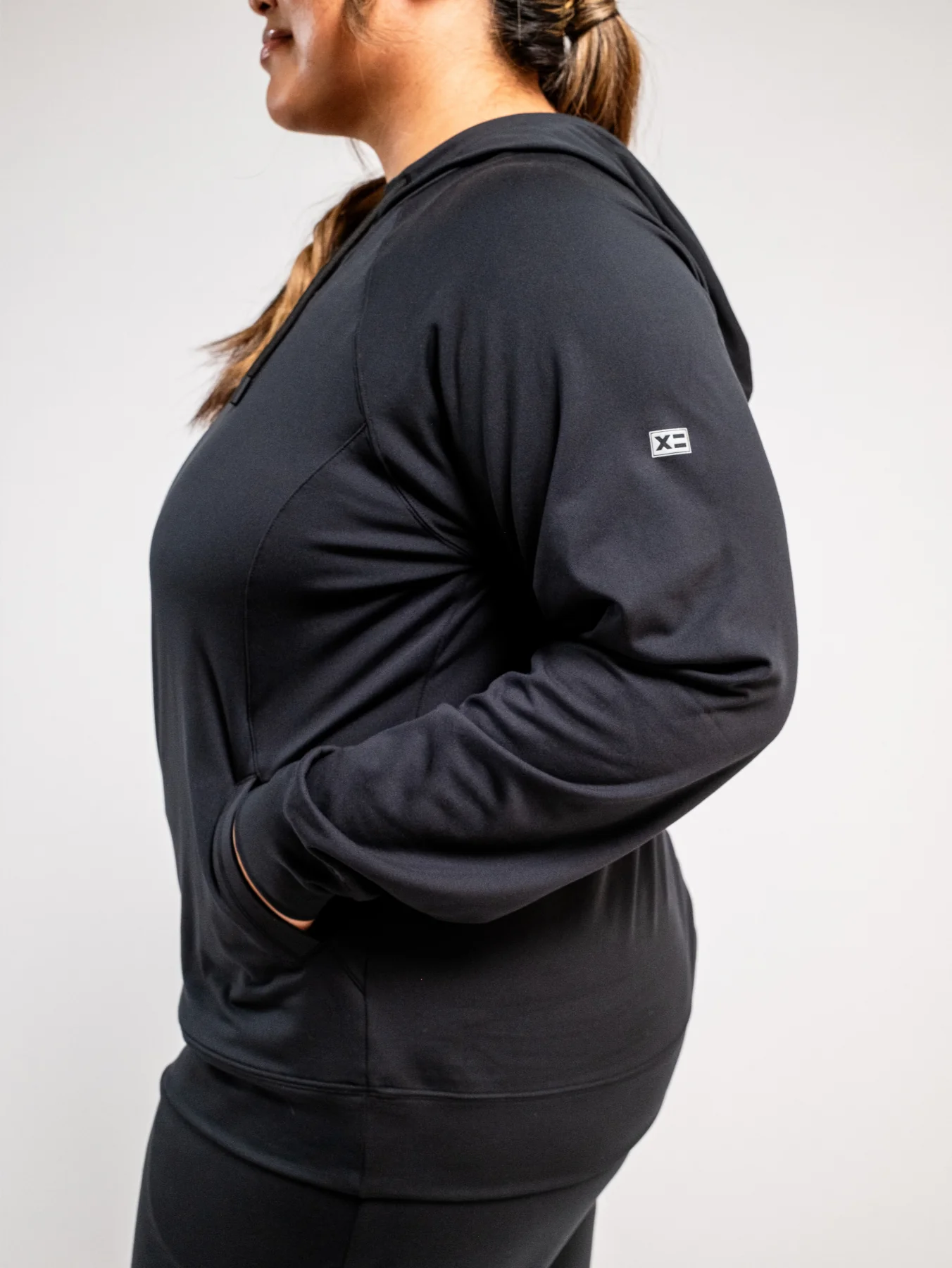 Cozy Luxe Fitted Hoodie - Black - Image 4