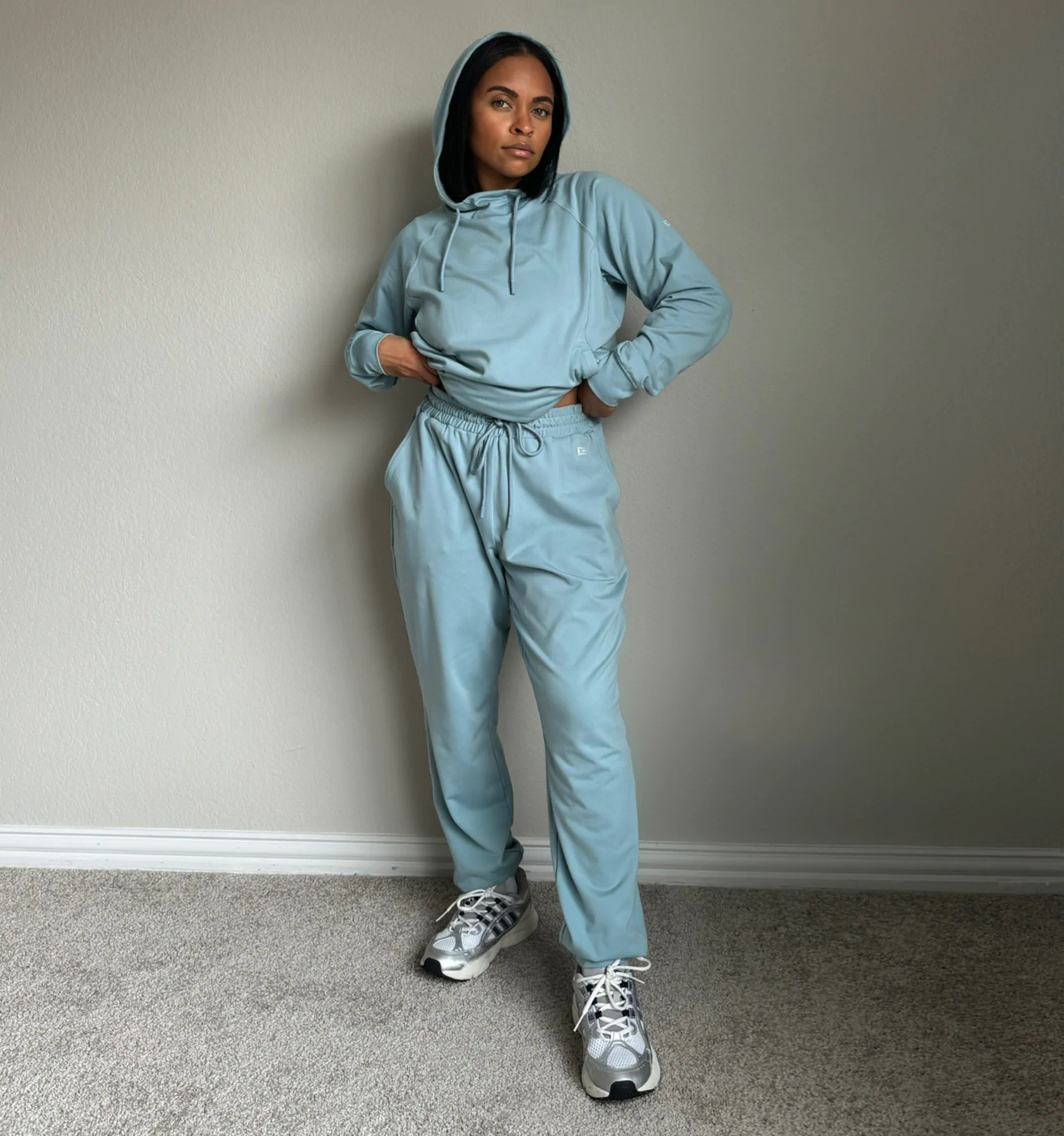 Cozy Luxe Fitted Hoodie - Blue Moon - Image 3