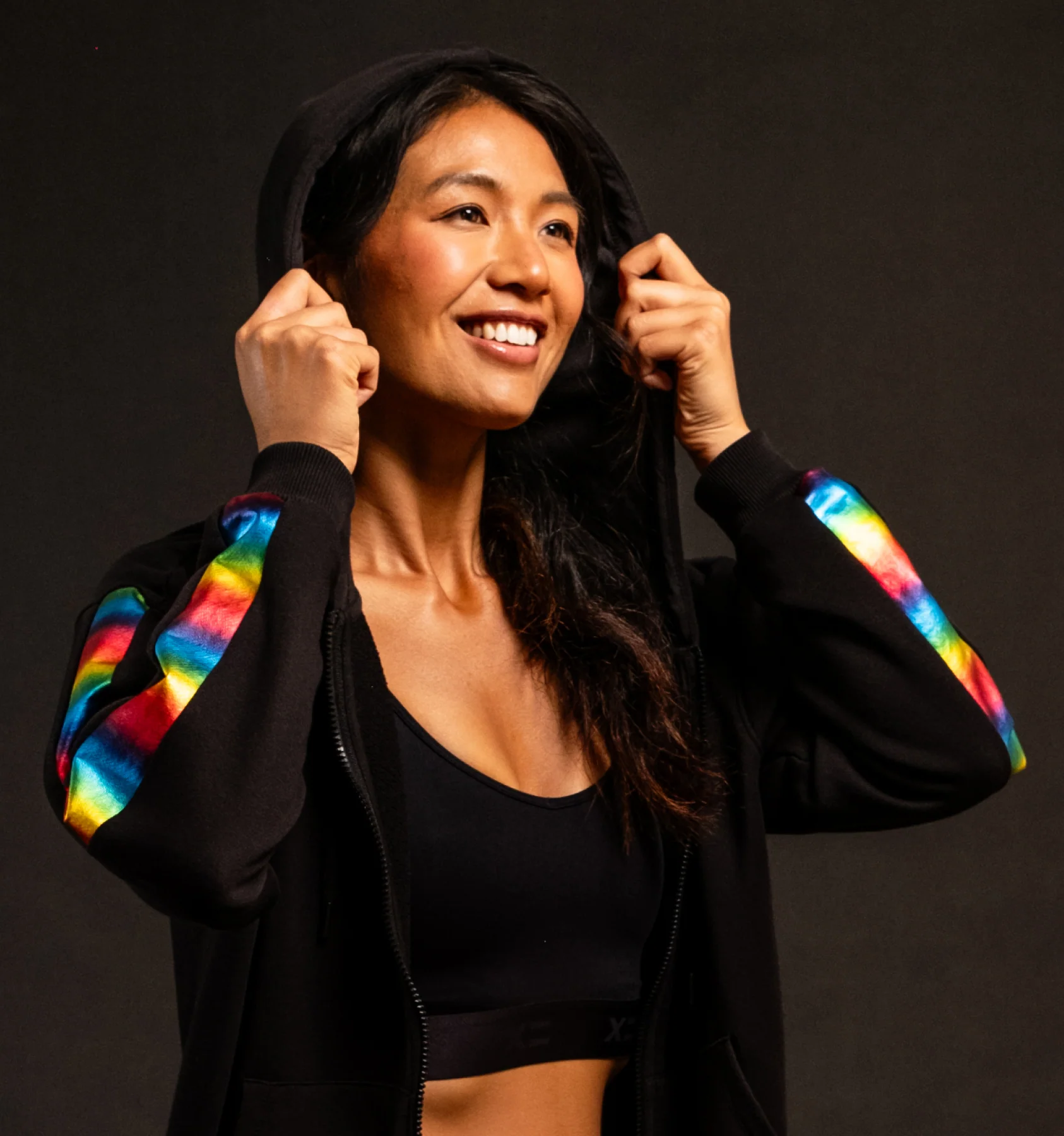 French Terry Zip Up Hoodie - Metallic Rainbow - Image 6