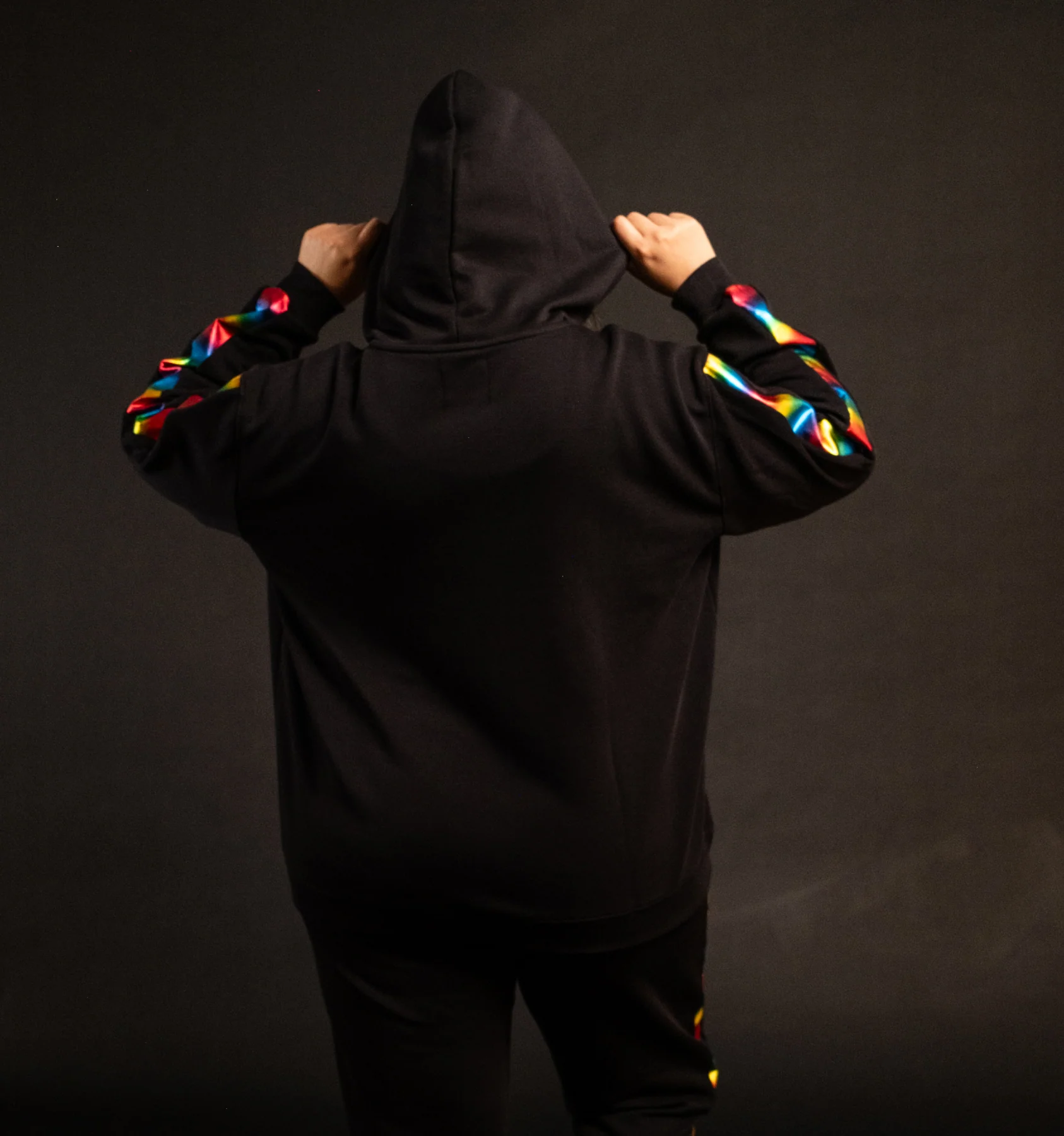 French Terry Zip Up Hoodie - Metallic Rainbow - Image 8