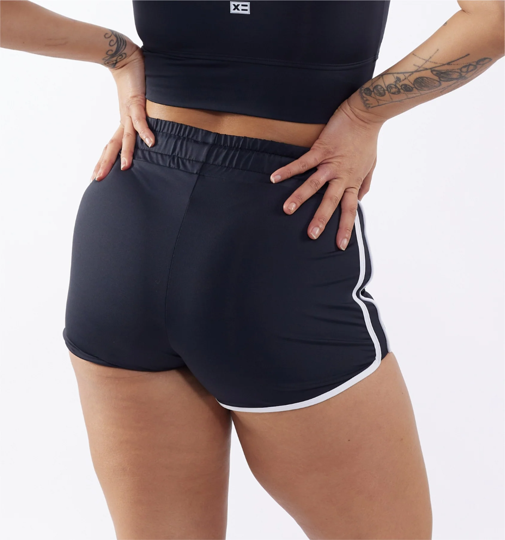 Swim High Waisted Boy Short - Black Novelty - Image 5